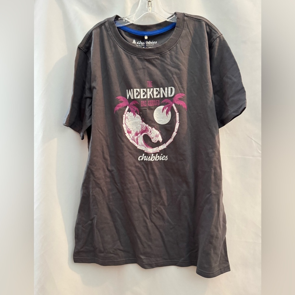 Chubbies The 70’s Sun, Palm & Wave Non-Pocket T-shirt Gray XL